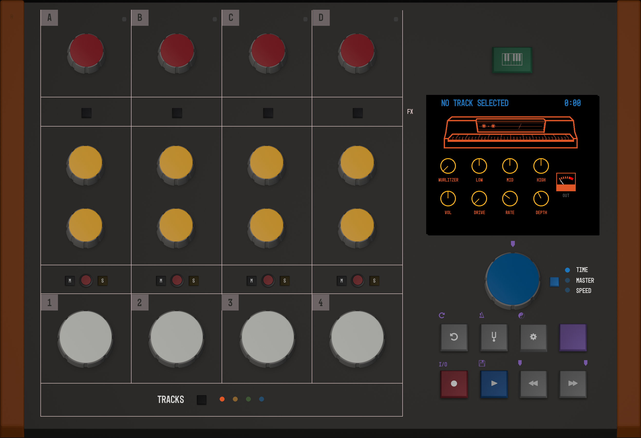 Paper Effects Demo — full device, Wurlitzer keys